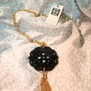 Allure Resin Pendant Necklace With Tassel